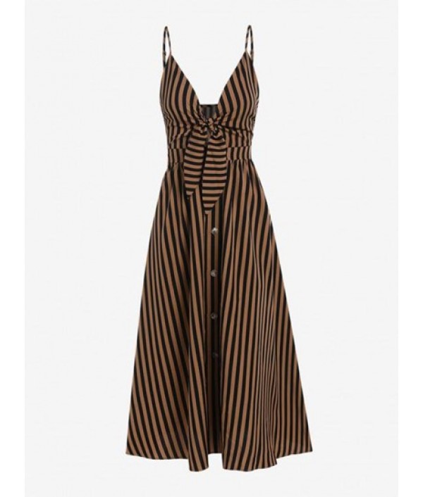 Striped Tied Button Up Midi Dress