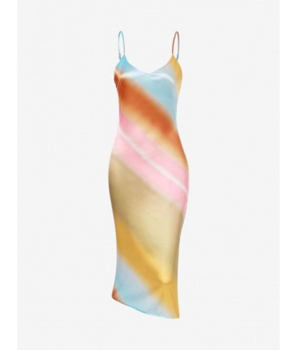 Silky Tie Dye Slip Midi Dress