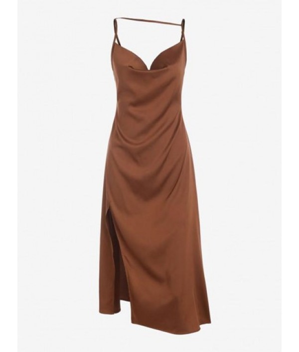 High Slit Midi Slip Dress