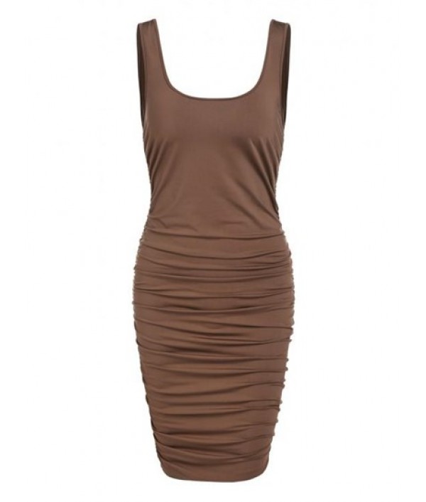 Ruched Knee Length Tank Dress