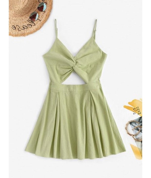 Twisted Cutout Bowknot Back Skater Dress