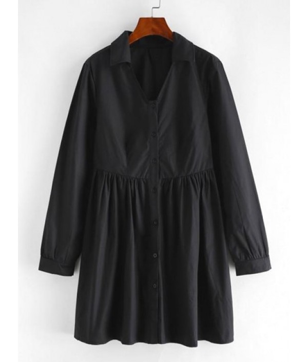 Pleated Detail A Line Shirt Smock Dress