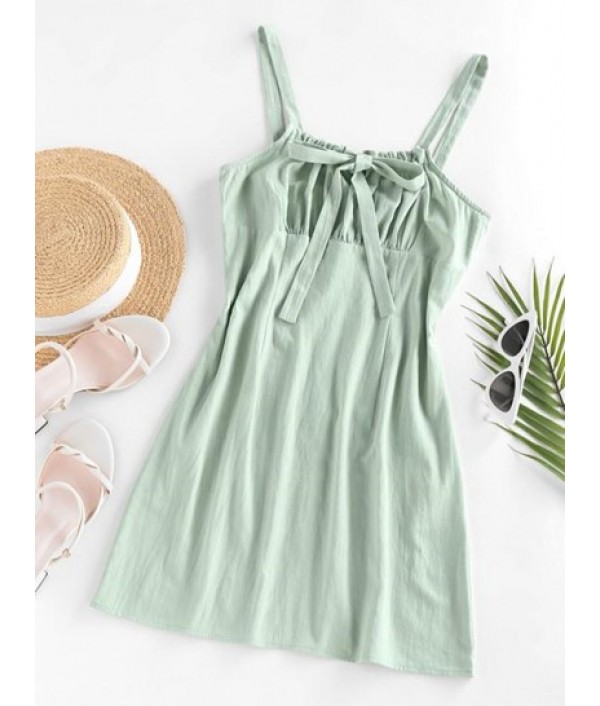 Ruched Bowknot Tie Cami Dress