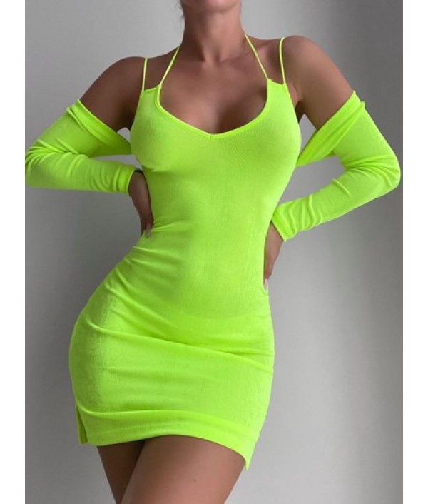 Halter Cold Shoulder Jersey Neon Slinky ...