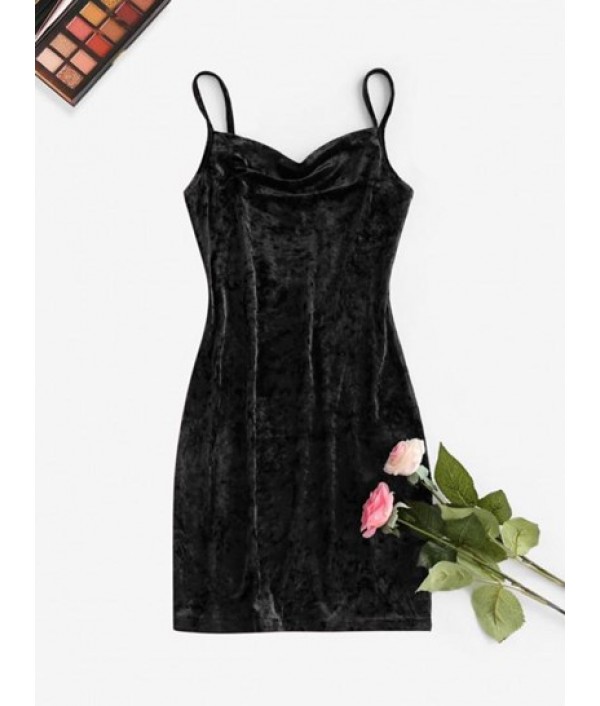 Cowl Front Velvet Mini Dress