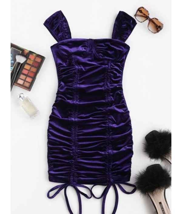 Cinched Velvet Mini Bodycon Dress