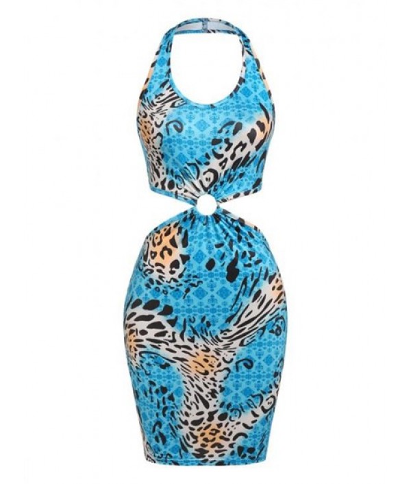 Leopard O Ring Cut Out Halter ...