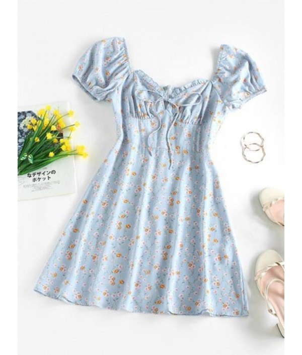 Ditsy Floral Puff Sleeve Milkmaid Dress