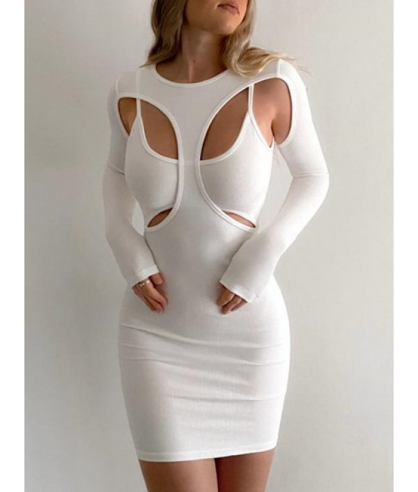 Cutout Ribbed 2 In 1 Mini Bodycon Dress