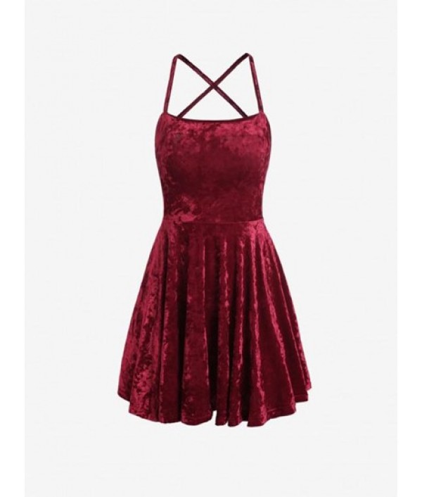 Lace Up Velvet Skater Dress