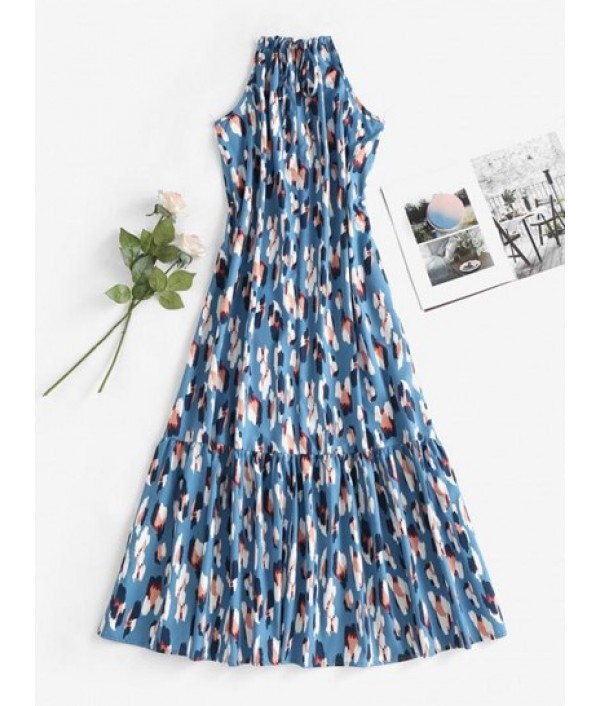 Graphic Print Sleeveless Midi Dress