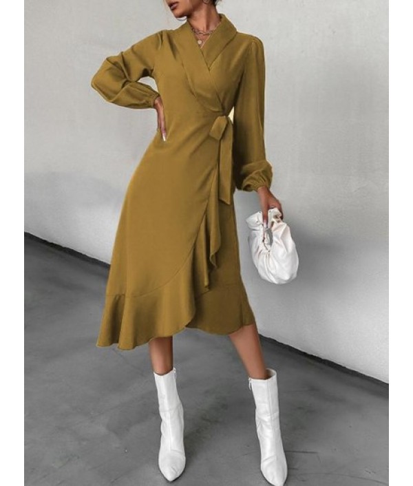 Solid Color Sleeveless Wrap Dress