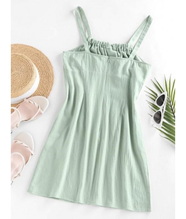 Sleeveless Button Up Flounced Dress