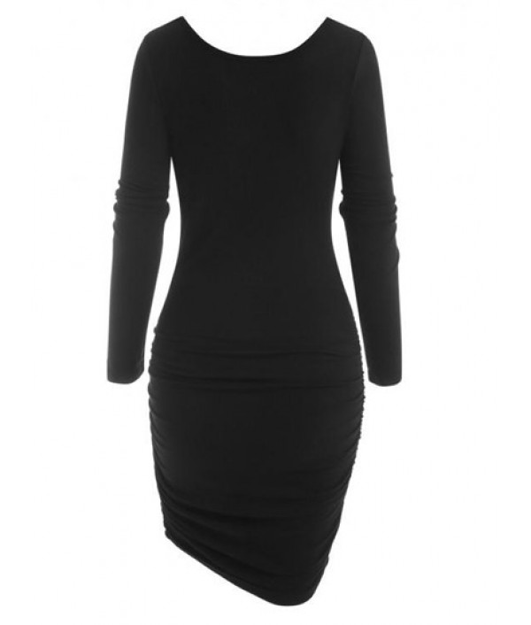 Cut Out Twisted Criss Cross Ribbed Slinky Dress