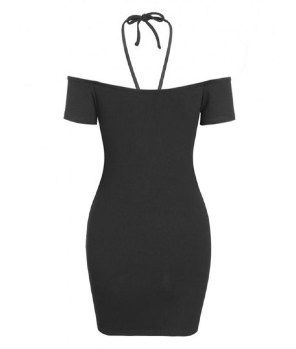 Ruched Cut Out Twisted Front Slinky Dress