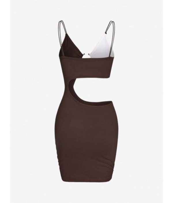 Colorblock O Ring Cutout Bodycon Dress