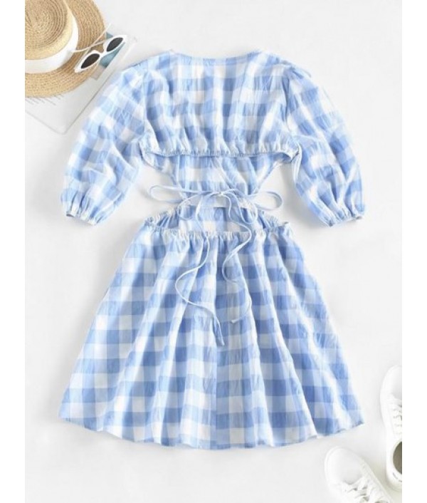 Polka Dot Ruffles Long Sleeve Wrap Dress